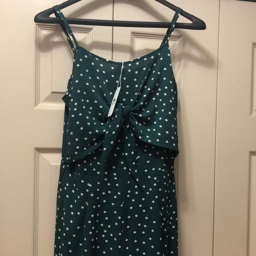 Sandy & Sid summer JUMPSUIT M green polka dots NWT!